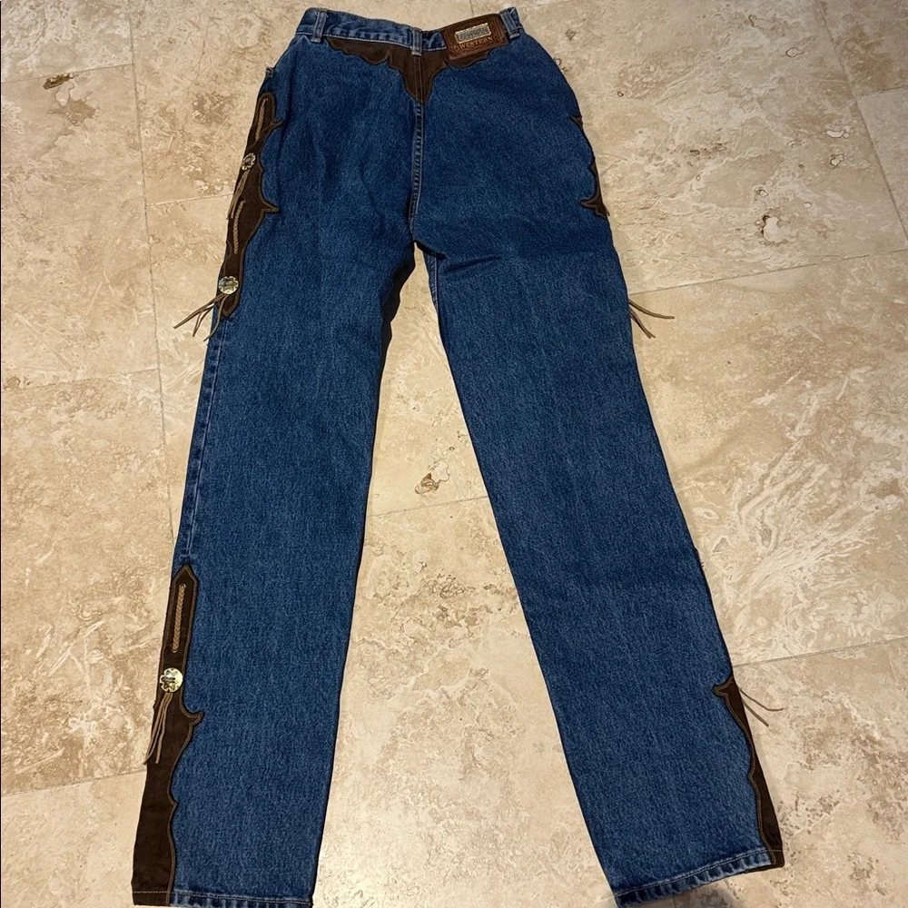 VINTAGE LAWMAN WOMENS JEANS WITH FAUX LEATHER DETAIL - Picture 5 of 14
